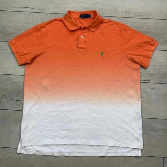 Polo Ralph Lauren Ombre Polo Shirt Orange to White Gradient Men Size XL Tie Dye - Picture 1 of 7